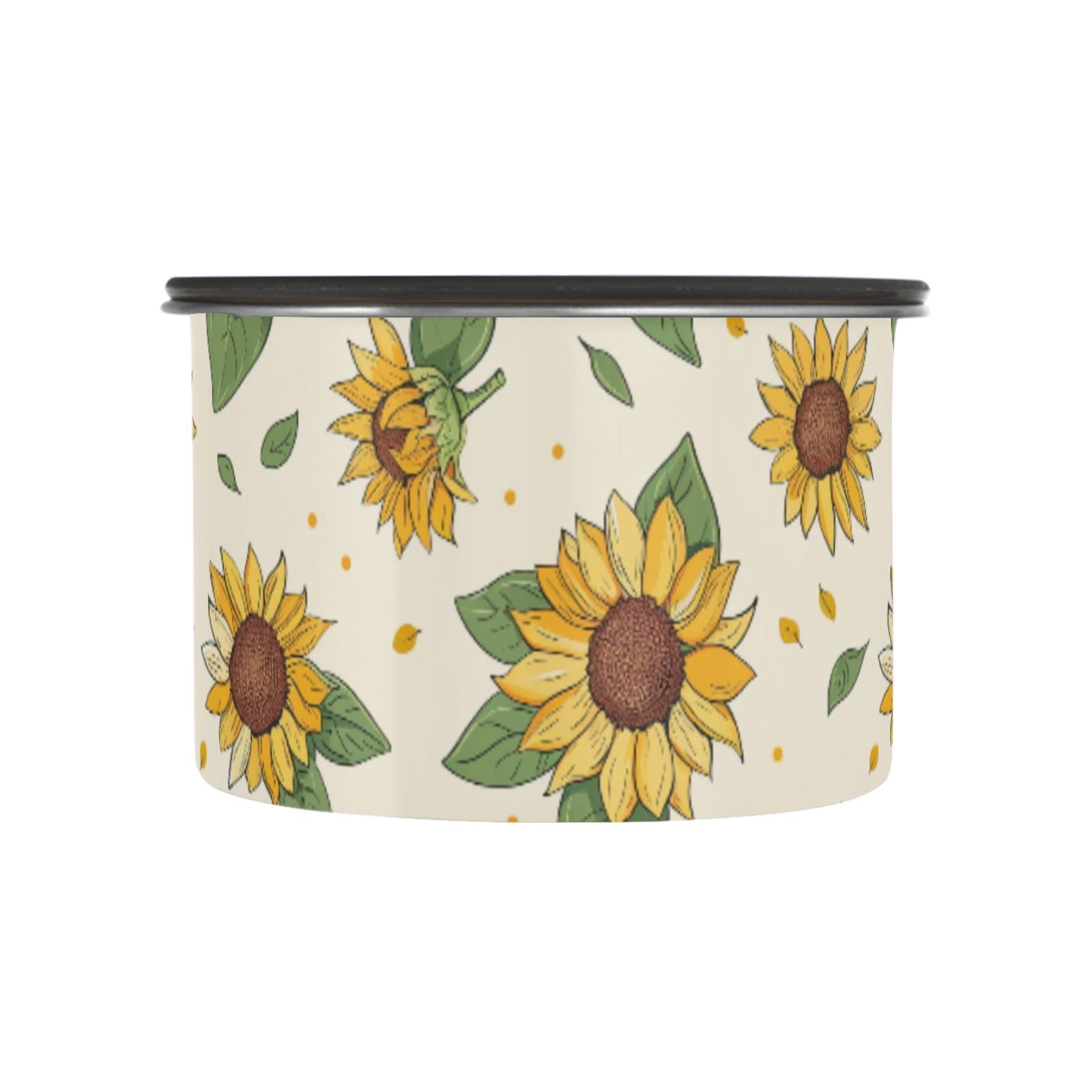 Retro Sunflower Airtight Coffee Bean Canister 30oz Food Storage Containers with Lids For Gournd, Tea, Sugar, Flour, Rice, Cereal, Candy Cookie Jar