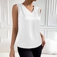 thumbnail image 6 of XFLWAM Women's Silk Satin Tank Tops V Neck Pleated Dressy Casual Sleeveless Blouses Summer Business Work Shirts, 6 of 9