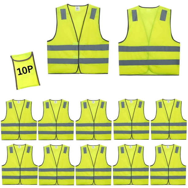 Chalecos de seguridad Lavori-AK amarillos reflectantes de alta visibilidad x10