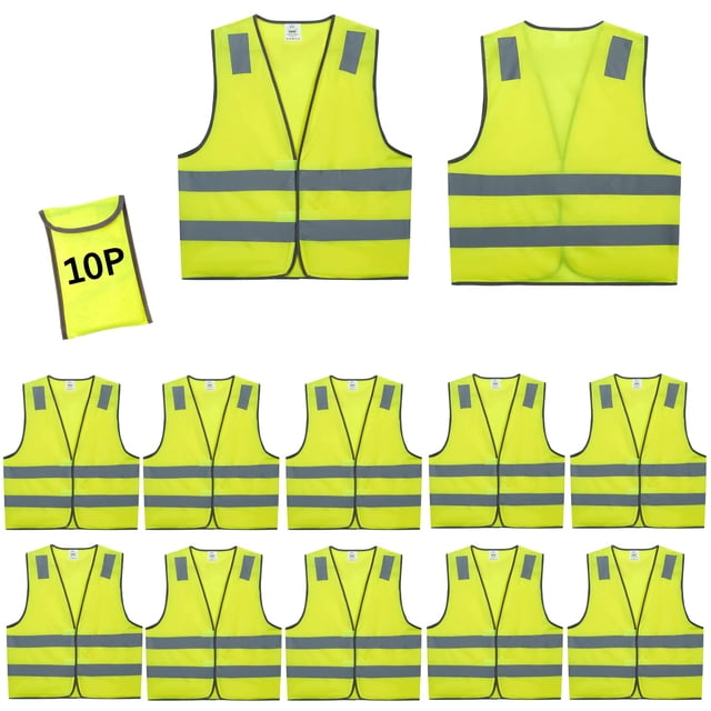 Chalecos de seguridad Lavori-AK amarillos reflectantes de alta visibilidad x10