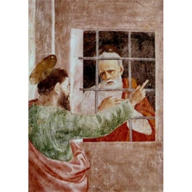 Posterazzi SAL3810412527 St Peter en Prison 1425-28 Masaccio 1401-1428 Fresque Italienne Cappella Brancacci Santa Maria Del Carmine Florence - 18 x 24 Po.