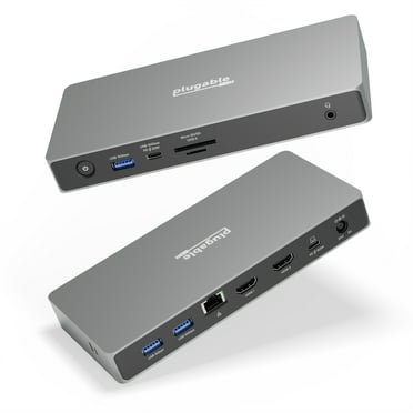 Plugable USB C Docking Station Dual Monitor, 11-in-1, USB4 100W Laptop Charging Dock for Windows and Thunderbolt