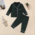 thumbnail image 2 of Ulanda Baby Button Down Pajamas Set Shirt and Pants Toddler Cotton Pjs Long Sleeve Sleepwear (Dark Green, 12-18 Months), 2 of 4