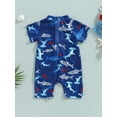 thumbnail image 3 of Toddler Baby Boy One Piece Swimsuit Half Zipper Bathing Suits Short Sleeve Rashguard Swimwear Beachwear Sunsuit, 3 of 6