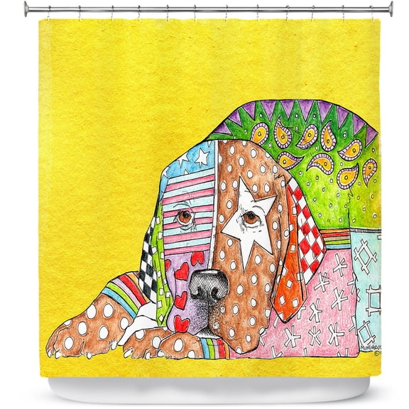 Shower Curtains 70" x 73" from DiaNoche Designs by Marley Ungaro - Labrador Retriever Dog Yellow