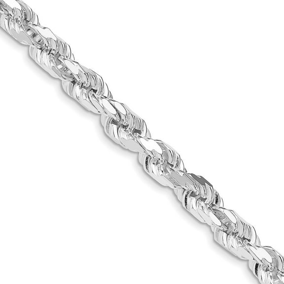 Auriga 925 Sterling Silver Rhodium-plated 7 mm Diamond-cut Rope Chain Necklace for Men 20"