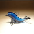 thumbnail image 2 of Handmade Blown Glass Small Glass Marine Animal Blue DOLPHIN Figurine, 2 of 3