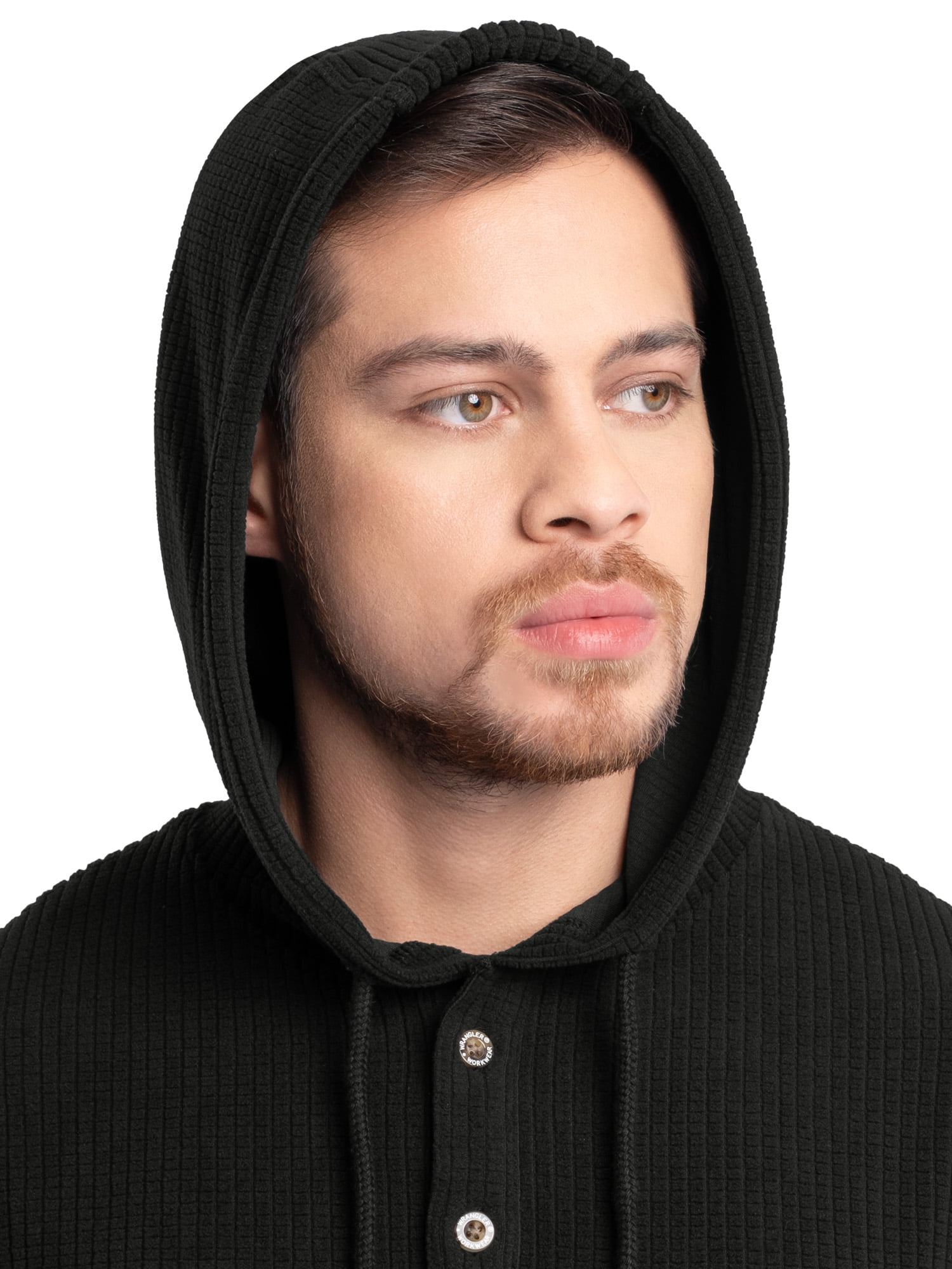 Wrangler Workwear Men's Texture Fleece Pullover Henley Hoodie, Size S-3XL