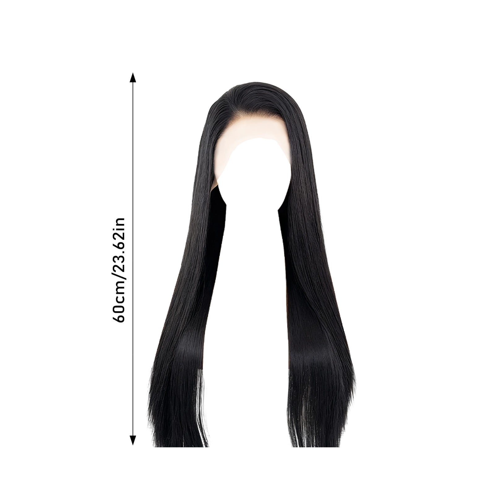Long Straight Synthetic Wig for Women, Dark Brown Natural Looking Full Hair Wig for Daily Wear(Black,55cm)
