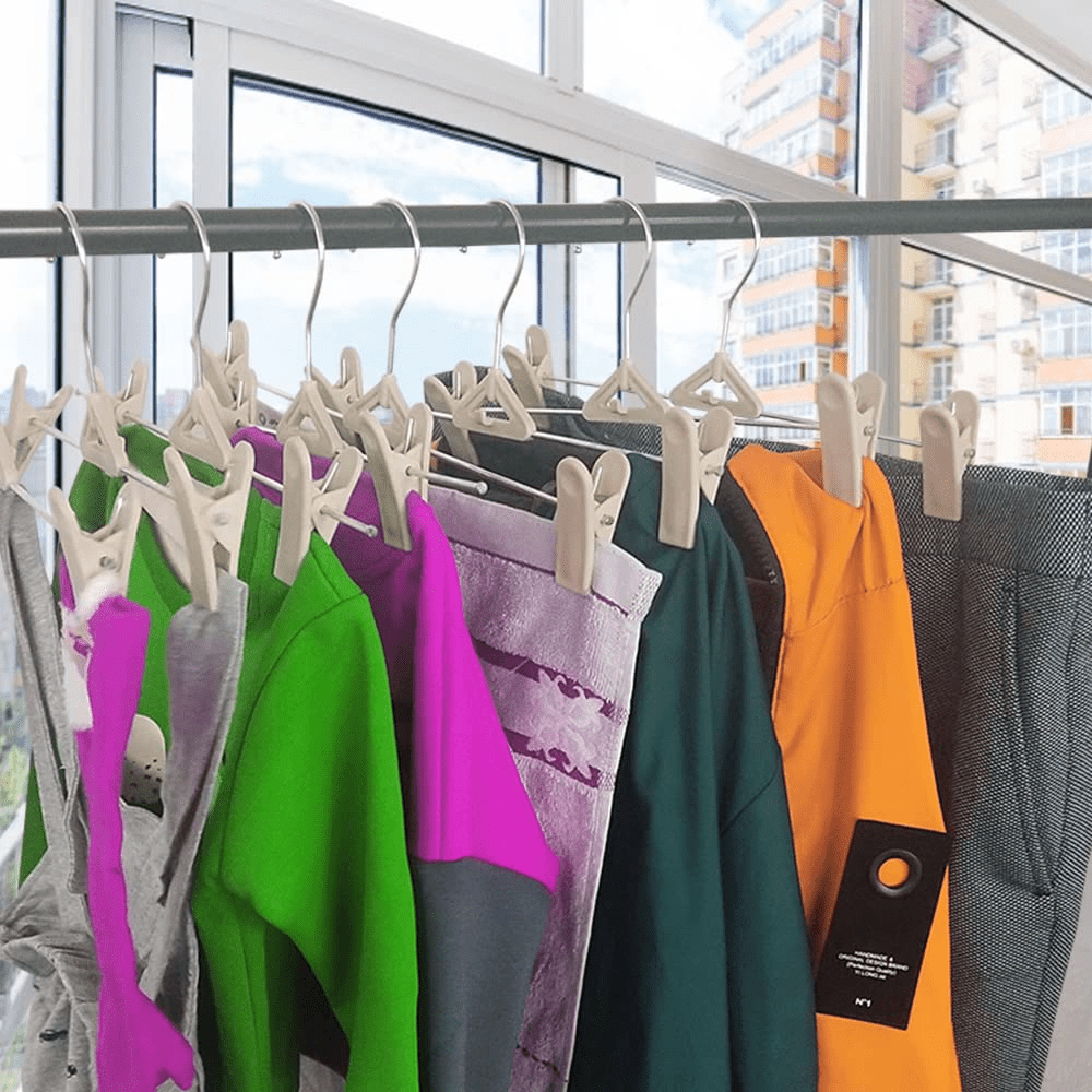 Northern Brothers Space-Saving Adjustable Non-Slip Pants Hangers For Adults & Kids(30-Pack, Khaki)