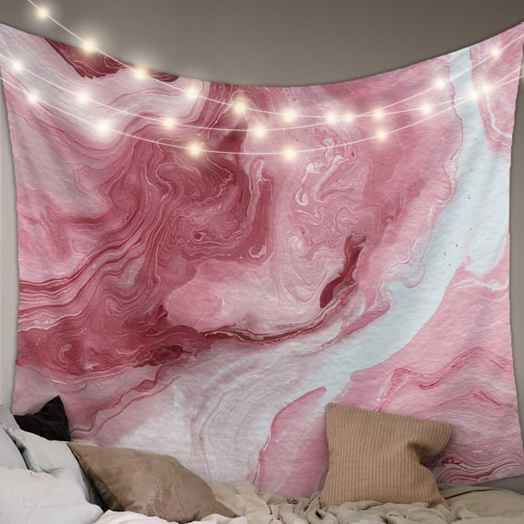 Pink Marble Tapestry for Bedroom Wall Hanging Tapestry, Summer Ocean Wave Red Ombre Ceiling Backdrop Tapestries Poster Blanket Wall Decor for Teens Room Living Room Dorm 39" x 59"