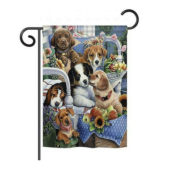 Breeze Decor 10050 Pets Country Pups 2-Sided Vertical Impression House Flag - 28 x 40 in.