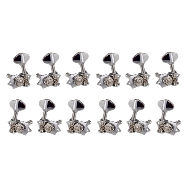 6L6R 12Pcs 1:18 Guitar String Tuning Pegs Tuner Machine Heads Knobs Tuning Keys for Acoustic or Electric Guitar Silver