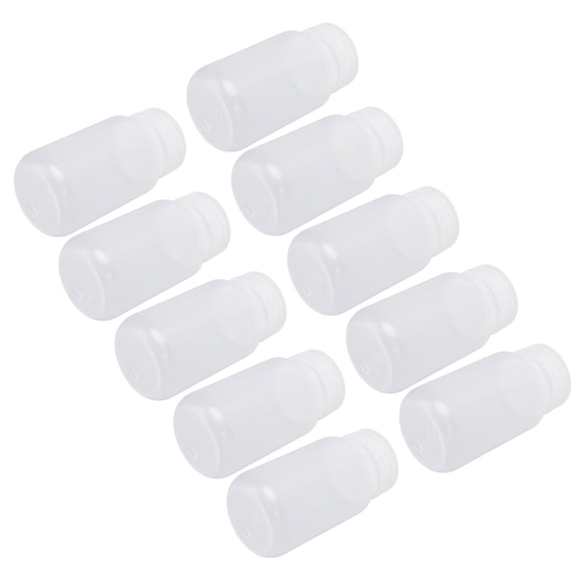 10Pcs Plastic Reagent Bottle with Spiral Cover, Labelable, Wide Mouth, Leakproof for Liquid Storage, Suitable for Storage of Liquids, Reagents, and Samples