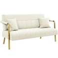thumbnail image 5 of Yaheetech 56.5" W Upholstered Sofa Couch with Gold Tone Metal Arms and Legs, Beige, 5 of 7