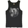 thumbnail image 5 of Roaring Grizzly Bear Tank Top Wild Animal Fierce Black and White Nature Wildlife Forest Predator Beast Men's Top, 5 of 7