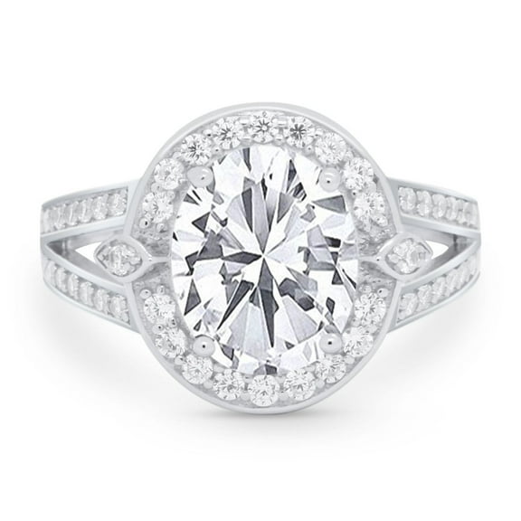 Art Deco Split Shank Bridal Ring CZ 925 Sterling Silver Size 5