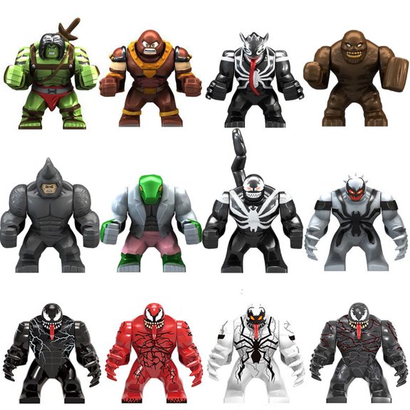 JoyRide 12PCS Big guy & Superhero Warriors Mini Figures – Hulk & Venom | Classic Building Brick Set for Kids