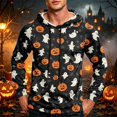 thumbnail image 2 of GrmtClth Hoodies for Men Halloween Cartoon Ghost Pumpkin Bat Witch All Over Print Athletic Hooded Tops Saffron 2XL, 2 of 8