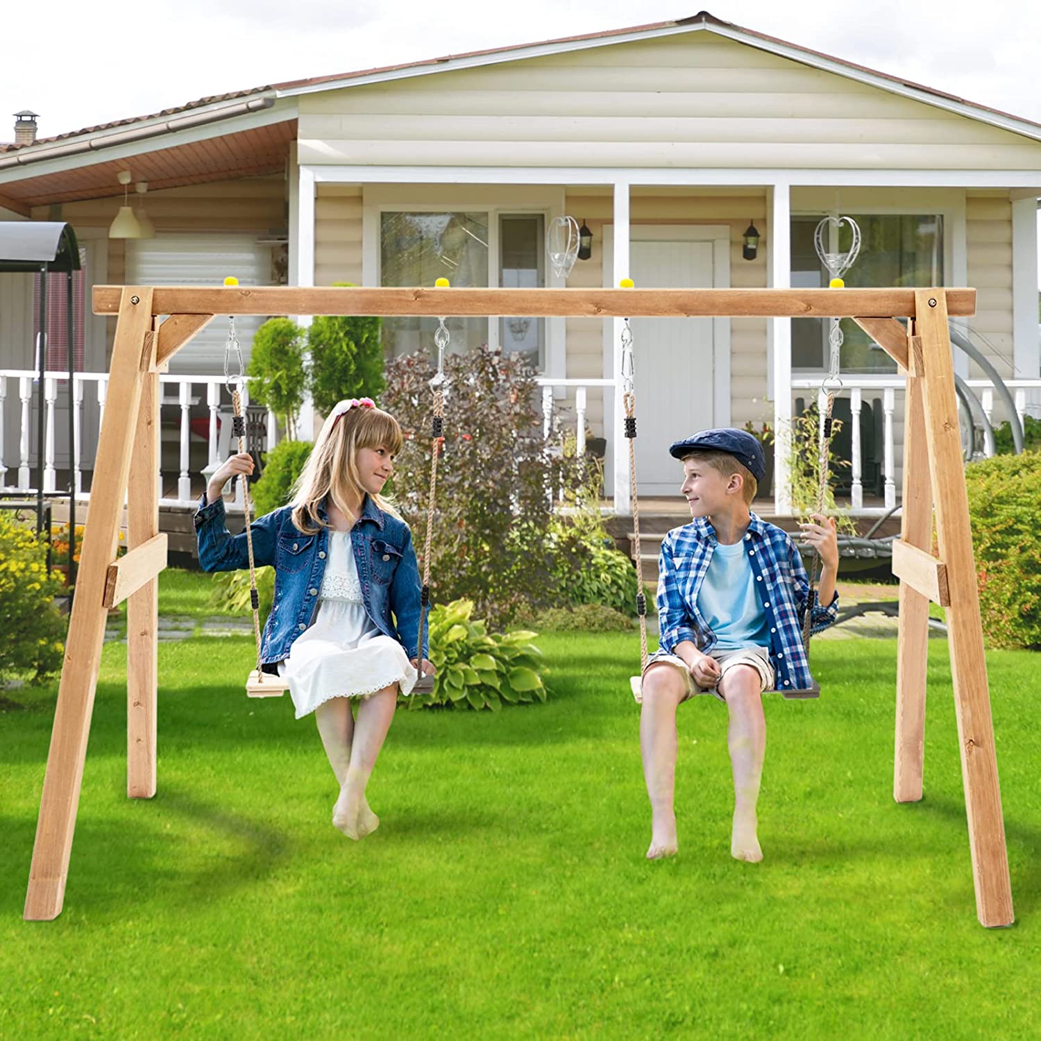 Swing Sets for Backyard, Linor Swing Set for Kids, Free Belt Swings