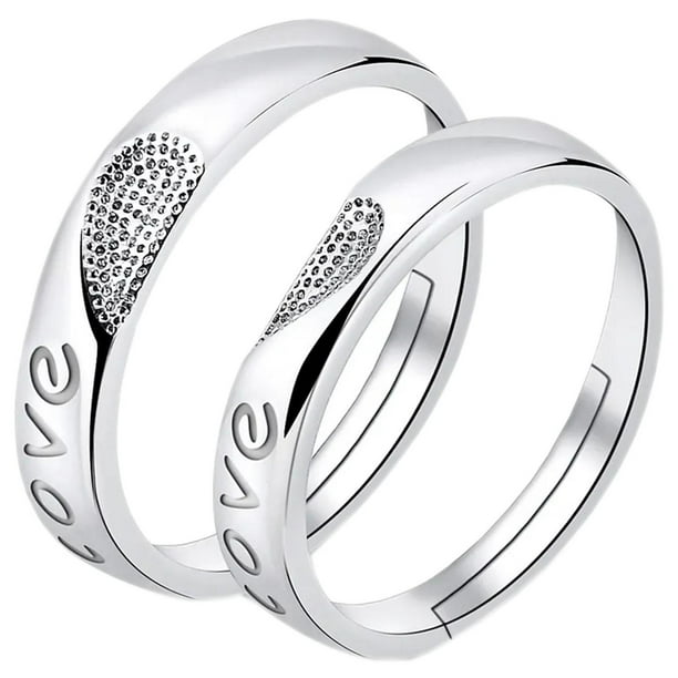 Anillos de Promesa LoveLoom 1Par 2Pzas Talla 1x6.5 y 1x8mm 16.9 y 18.2Ø Circunferencia 53 y 57mm Circonia/Metal Plata.