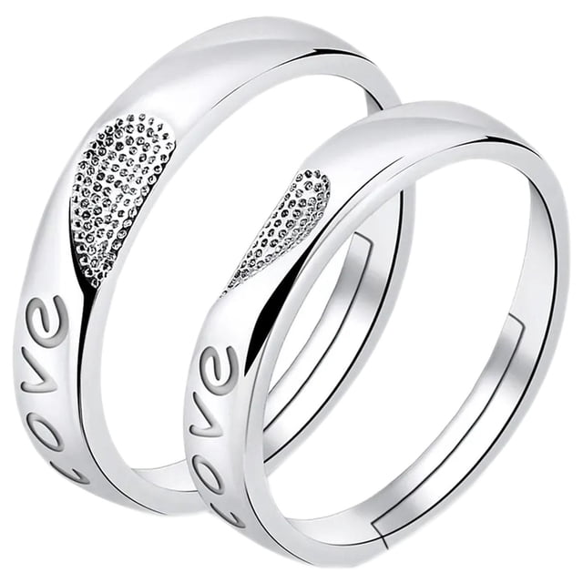 Anillos de Promesa LoveLoom 1Par 2Pzas Talla 1x6.5 y 1x8mm 16.9 y 18.2Ø Circunferencia 53 y 57mm Circonia/Metal Plata.