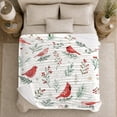thumbnail image 4 of Red Cardinals Snowy Pine Boughs Festive Holiday, Festive Holiday Scene, Warm Flannel Blanket for Living Room and Reading Nook, Art Lovers Christmas Gift, Festive Home Decor, 4 of 7