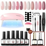 Modelones Nude Gel Nail Polish Kit with U V Light, 6 Pink Colors Gel Polish/Portable Nail Dryer Lamp/Gel Top and Base Coat/Manicure Kit Gift All Seasons for Starters Women for Christmas - Best Reviews Guide