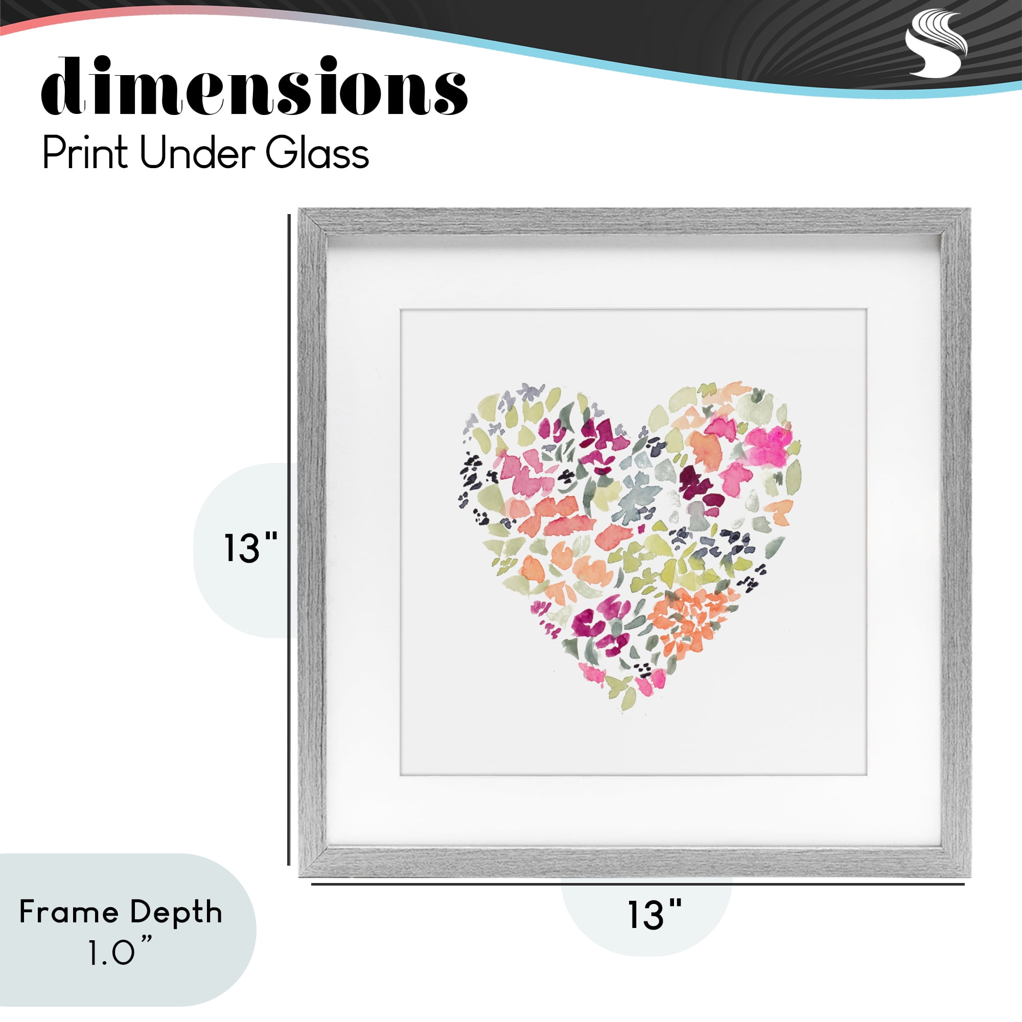 Stupell Industries Blooming Pastel Heart Gray Framed Print Under Glass, design by Lanie Loreth