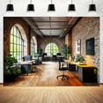 thumbnail image 5 of 10 x 6.5 ft Office Backdrop for Video Conference Retro Business Interior Interior Brick Wall Photography Background Virtual Home Office Photoshoot Portrait Photo Studio Props, 5 of 5