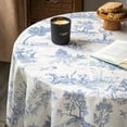 thumbnail image 3 of GLORY SEASON Rustic Tablecloth French Village Linen Fabric Table Cover Decoration for Kitchen Dining 60in Round Blue, 3 of 7