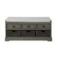 thumbnail image 2 of Benzara Bench with 3 Drawers and 3 Pull Out Woven Backets, Black, 2 of 5