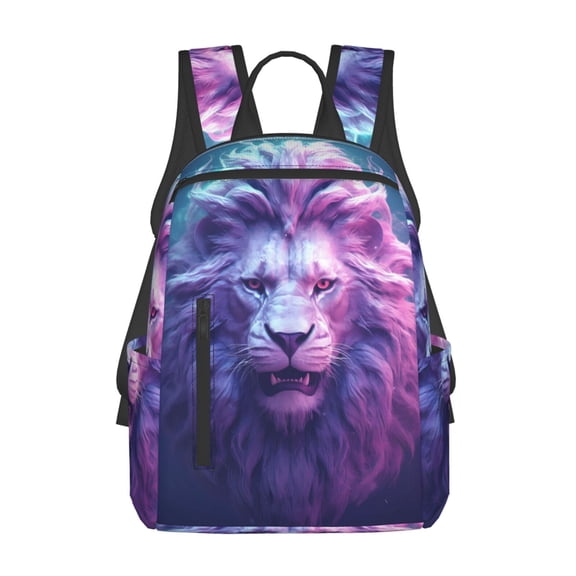Naloa Cool Lion Head Print Lightweight DayBackpack Suitable for school, work, shopping, travel, etc.
