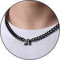 thumbnail image 1 of Collar de cadena de eslabones cubanos con inicial Az para niños, hombres y mujeres, colgante de letras de acero inoxidable de 6,5 mm y 18 + 2 pulgadas, regalo de joyería, V, negro, código de producto, 1 of 5