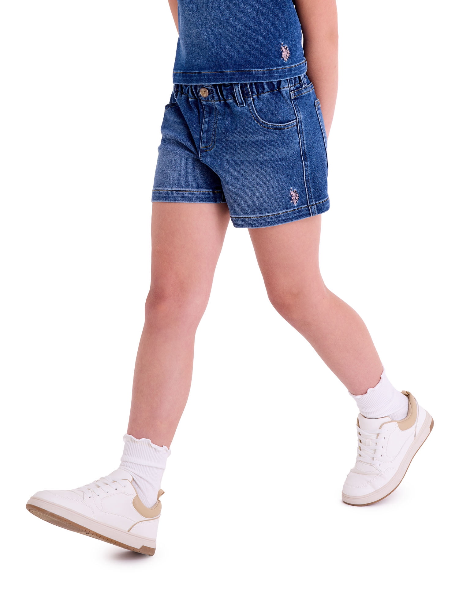 U.S. Polo Assn. Girls Knit Denim Pull On Short, Sizes 4-18