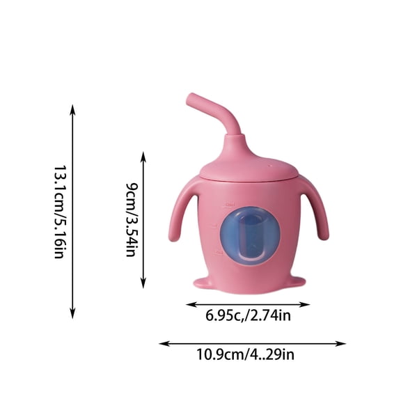 LanSuare Silicone Newborn Straw Cup, Newborn Learning Drink Cup with Handle, Health Water Bottle, Perfect for Home Use, Travel Use
