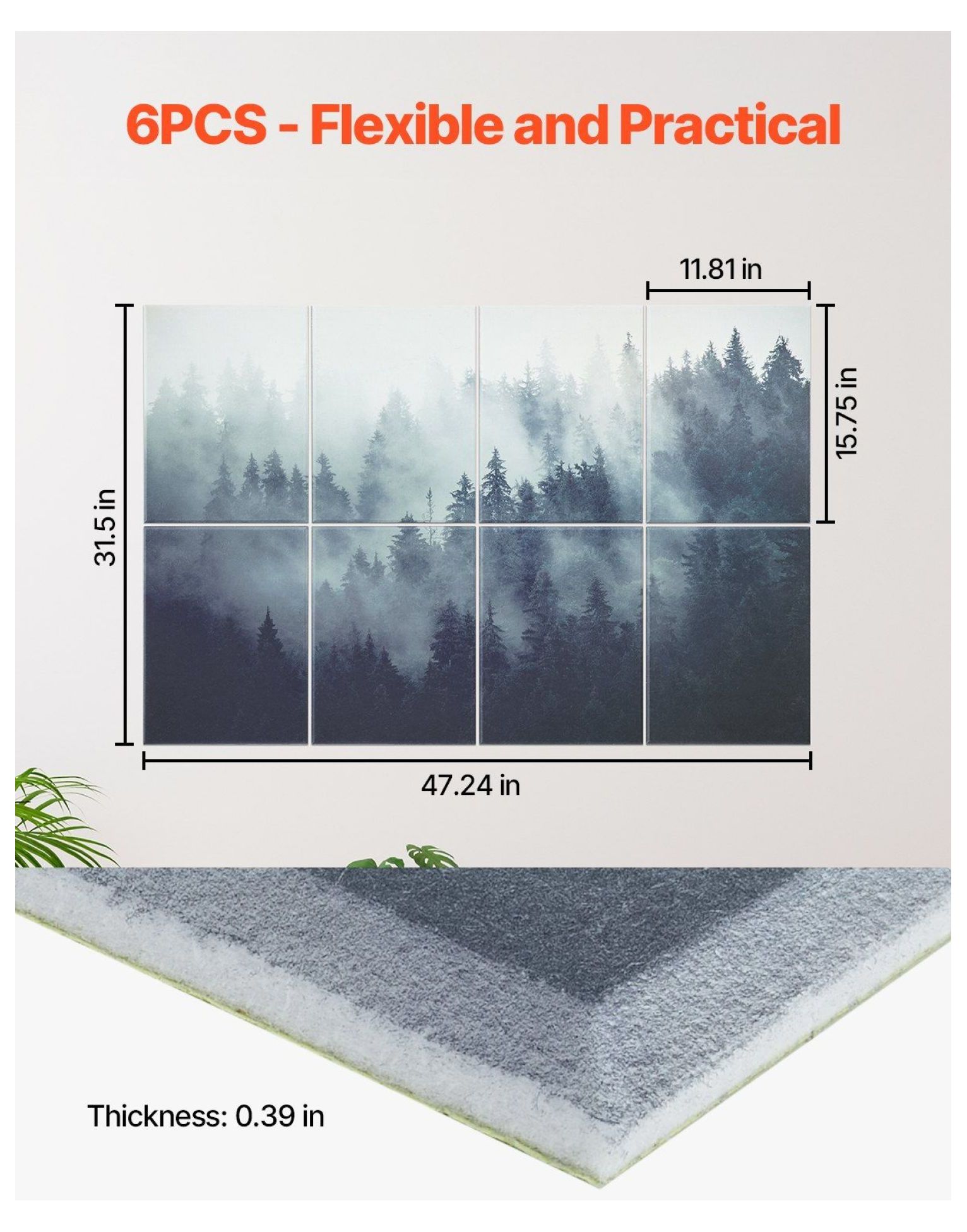 Acoustic Panels 8 Pack, 15.8x11.8 inch Soundproofing Wall Panels, Self Adhesive Foam Tiles for Home Studio, Office - Forest Green