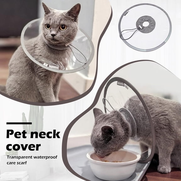 Cat Cone Collar Soft, Clear Pet Cone, Elizabethan Collar for Cats, Lightweight E-Collar for Post Surgery Recovery, Anti Lick Wound Care for Small Medium Large Cats, Advanced Gray