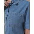 thumbnail image 5 of DARING DIVA Short Sleeve Denim Collared Button Front Jean Dress 2XL Light Blue, 5 of 7