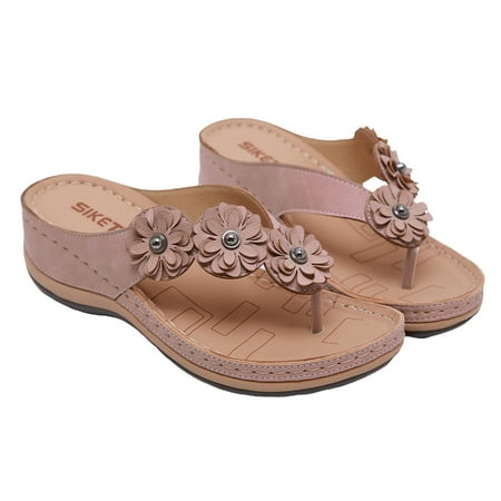 

1 Pair Beach Slipsole Sandals Fashion Flower Slipper Creative Summer Shoes Comfortable Sandals for Women (Pink 37 Yards EU37.5 US6.5 UK4)
