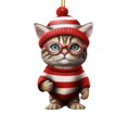 thumbnail image 1 of CAIROYAR Adorno navideño de gato, adorno navideño de gato acrílico 2D, adorno navideño para árbol de Navidad, adorno navideño colgante con forma de gato de dibujos animados, decoración navideña para a, 1 of 7