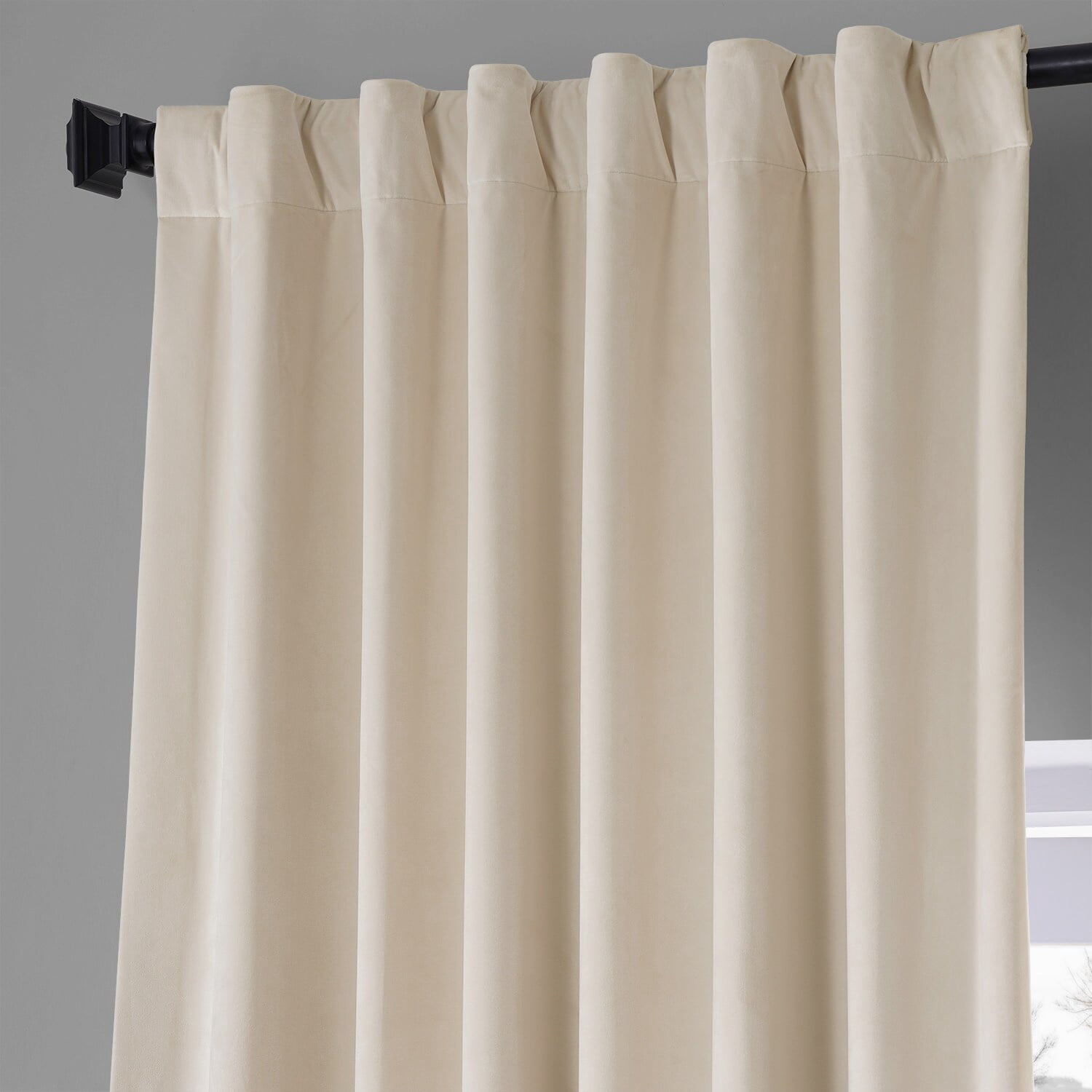 HPD Half Price Drapes Signature Cream Plush Velvet Hotel Thermal Blackout Curtains for Bedroom & Living Room Curtains (1 Panel), Window Curtains 84 inches long, Rod Pocket Curtains & Drapes, 50W X 84L