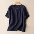 thumbnail image 2 of Neewe Linen Embroidered Three-quarter Sleeve Top Vintage Loose-fitting Embroidered Round-neck T-shirt For Women Three-quarter Sleeve Round-neck Top/shirt, 2 of 4
