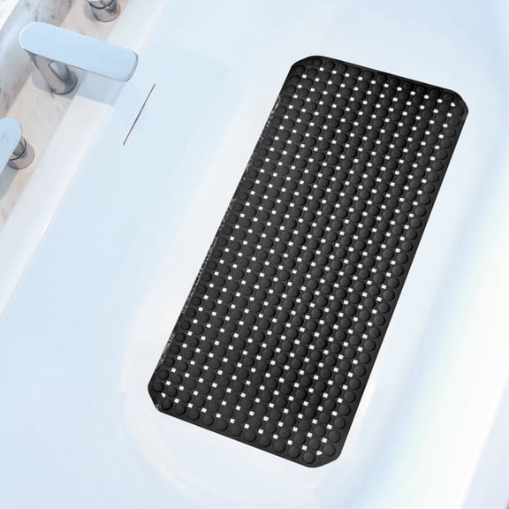 Rubber Bath Mats for Tub, 36 x17” TPR Shower Mat with 198  Suction Cups, Bath Mat for Elderly/Kids, Machine Washable & Fast Drainage, Foot Massage Design (Black, Extra Large)