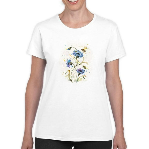 Artshine Cornflowers And Bee T-Shirt Women -Sillier Than Sally Designs, Female x-Large