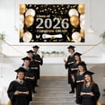 thumbnail image 3 of Class of 2026 Graduation Backdrop 6x3.6ft Black Gold Congrats Grad Banner for Photography Graduation Ceremony Party Decorations with Balloons Cake Table Banner Photo Booth Props, 3 of 3