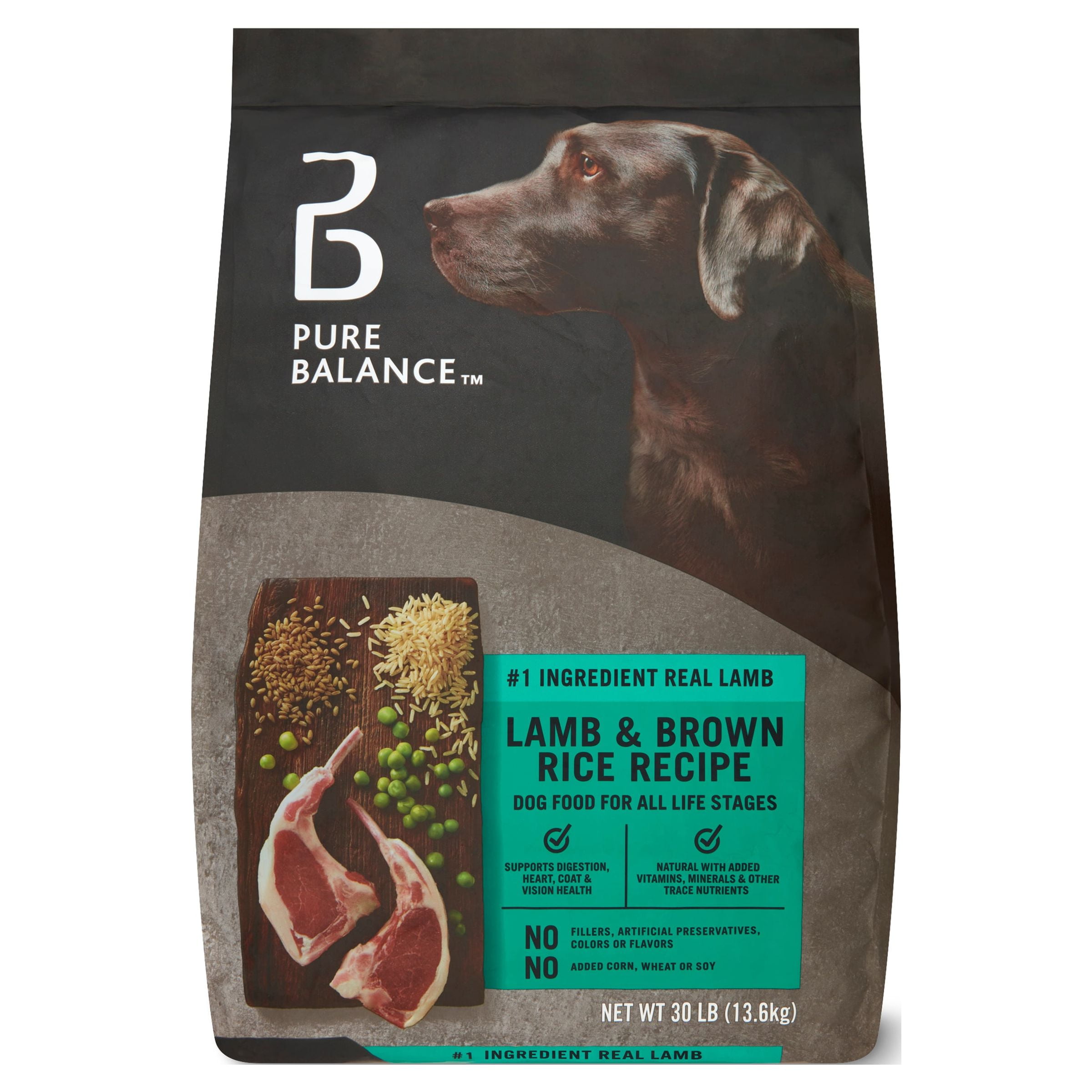 (2 pack) Pure Balance Lamb and Brown Rice Recipe Dry Dog Food, 30 lb