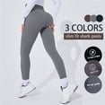 thumbnail image 2 of Mallas deportivas de cintura alta para mujer, pantalones de Yoga ajustados informales, Color sólido, nueve puntos, pantalones de tiburón, Leggings deportivos para montar, 2 of 4