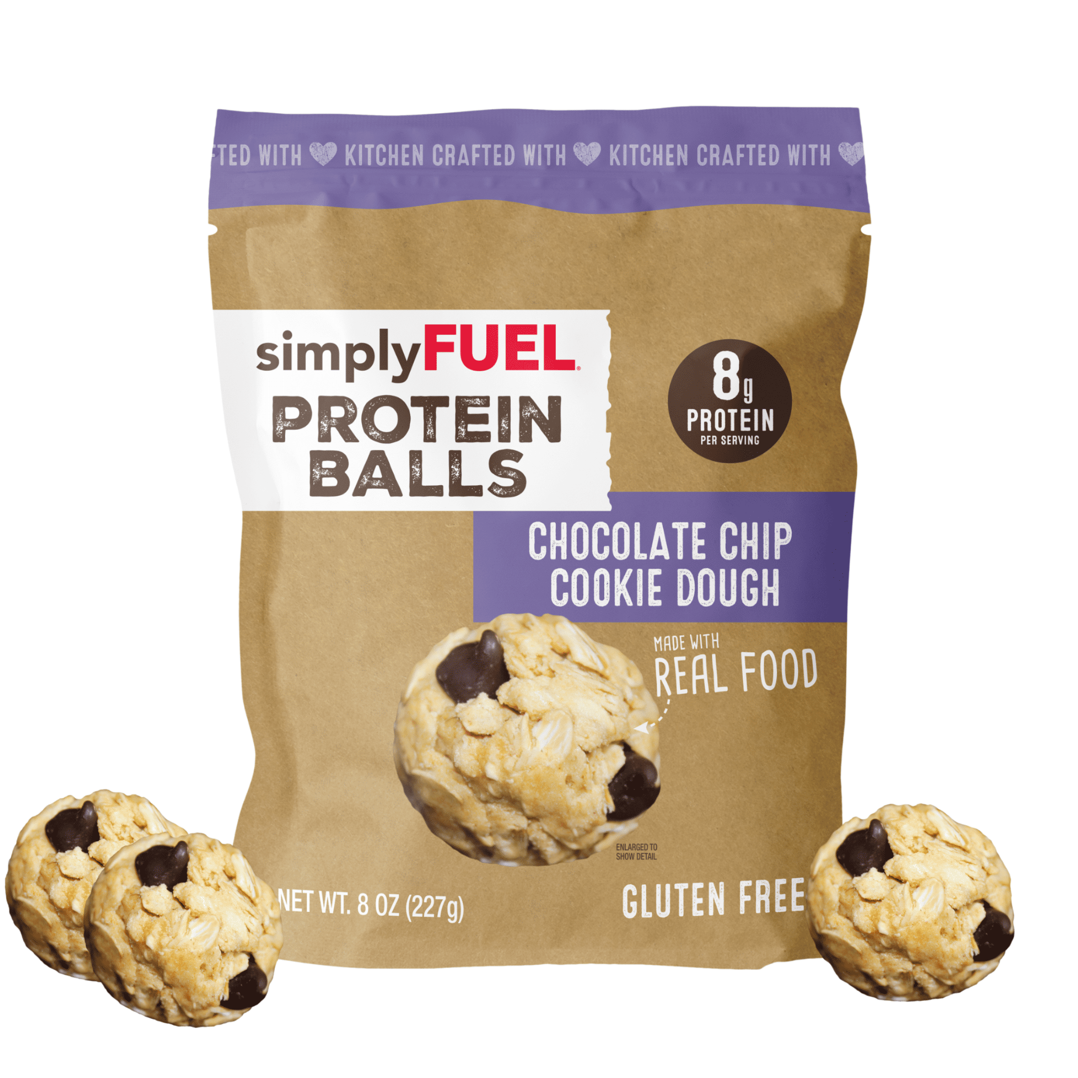 (6 pack) simplyFUEL Protein Balls, Chocolate Chip Cookie Dough, 8 oz
