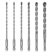 AugTouf Hex Shank Masonry Drill Bit Set 6 Pcs (5/32''-3/8''), Long Concrete Drill Bit Set with Carbide Tip for Tile, Glass, Stucco, Cement, Brick and More!